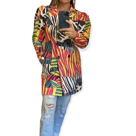 CQ BY CQ Colorful Zebra Print Retro Jacket Blazer.Size S - Picture 5 of 16
